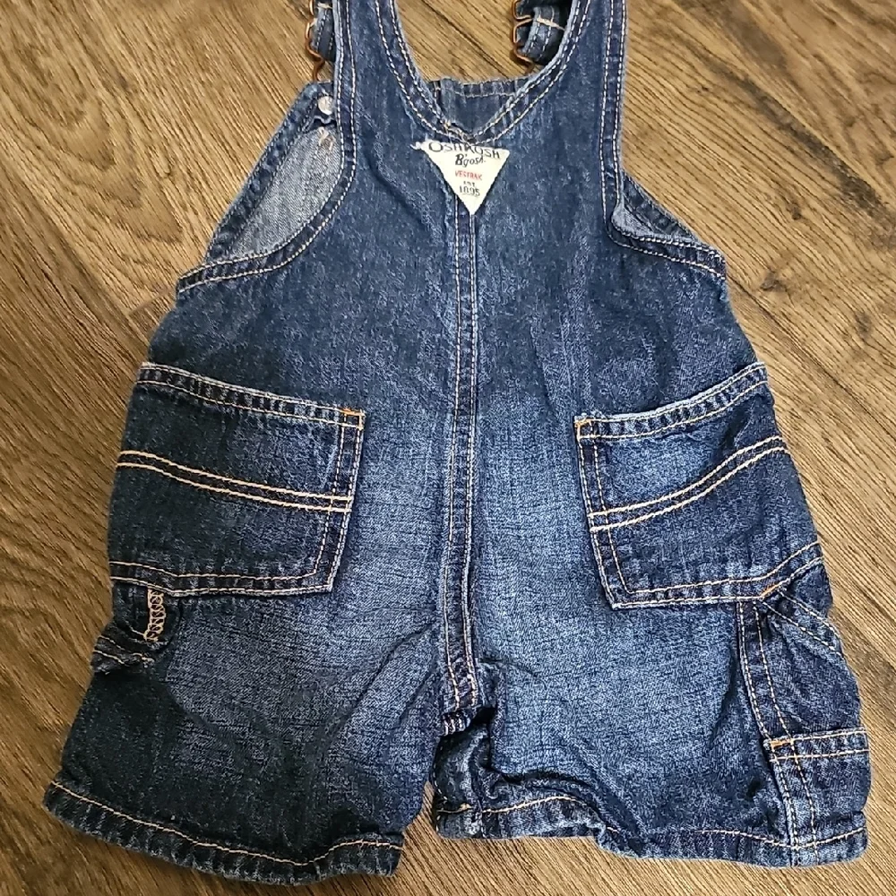 OshKosh B'gosh Overalls Denim Kids Carpenter Shorts 12 Months Toddler Baby
